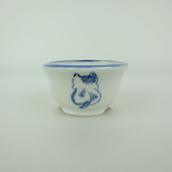 盆栽鉢 ゆうき祥石 小鉢 長辺 約 6.3cm 丸鉢 絵鉢 猫 ネコ ねこ 釉薬 観賞用  新品 n1199249861