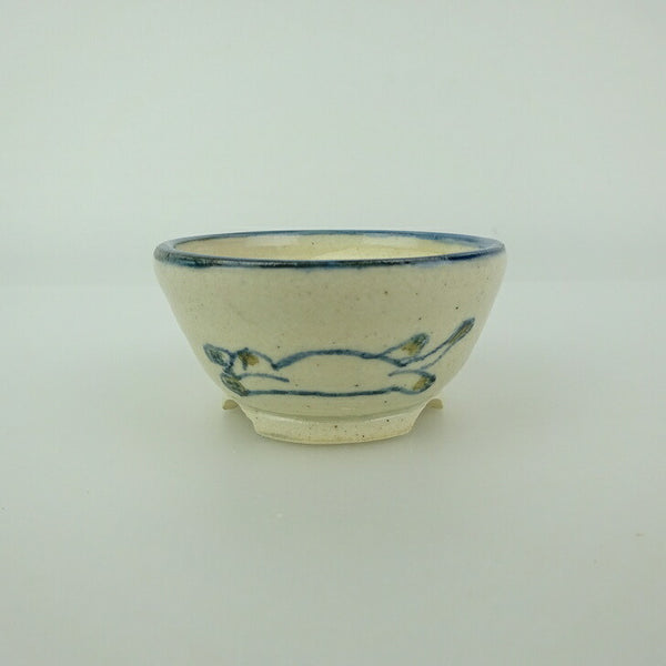 盆栽鉢 ゆうき祥石 小鉢 長辺 約 5.8cm 丸鉢 絵鉢 猫 ネコ ねこ 足跡 肉球 釉薬 観賞用  新品 g1199255921