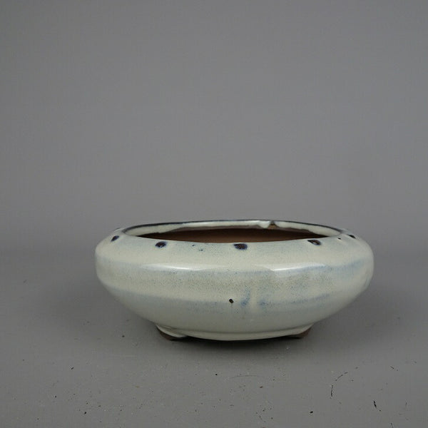盆栽鉢 落款なし 小型 長辺 約 12cm 丸鉢 釉薬 中国鉢 新品 数量物 s1199275556