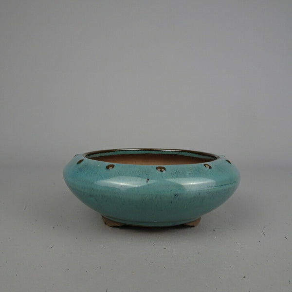 盆栽鉢 落款なし 小型 長辺 約 12cm 丸鉢 釉薬 中国鉢 新品 数量物 c1199270161