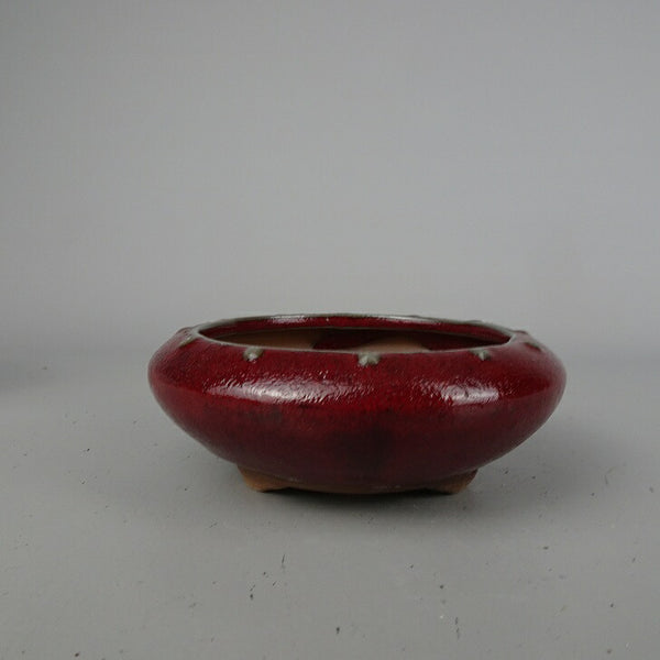 盆栽鉢 落款なし 小型 長辺 約 12cm 丸鉢 釉薬 中国鉢 新品 数量物 k1199265232