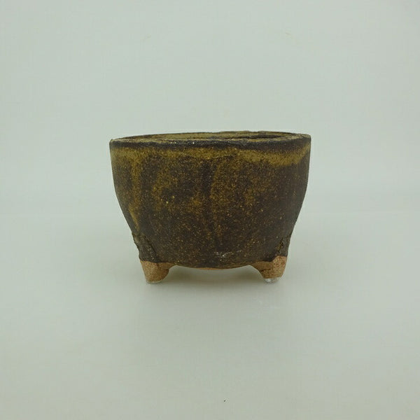 盆栽鉢 信楽焼 小型 長辺 約10.5cm 丸鉢 信楽 楽風 鉢 釉薬 観賞用  新品 o1199278948