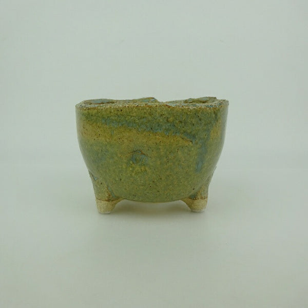 盆栽鉢 信楽焼 小型 長辺 約11cm 丸鉢 信楽 楽風 鉢 釉薬 観賞用  新品 1199261666