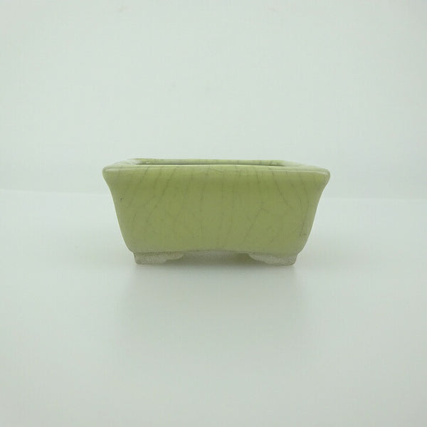 中古 盆栽鉢 青香 小鉢 長辺 約5.8cm 長方鉢 縁付 貫入 釉薬  中古鉢 o1199291775