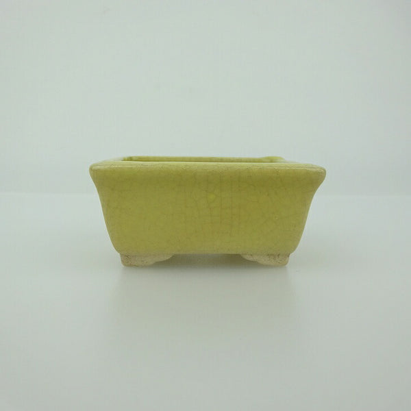 中古 盆栽鉢 青香 小鉢 長辺 約6cm 長方鉢 縁付 貫入 釉薬  中古鉢 p1199283467