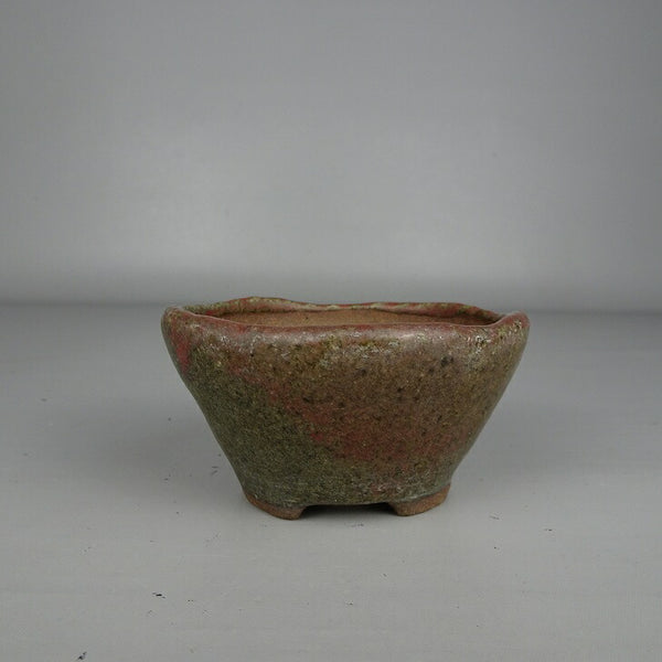 中古盆栽鉢 暁雲 小鉢 長辺 約 8.7cm 丸鉢 釉薬  中古鉢 f1199281150