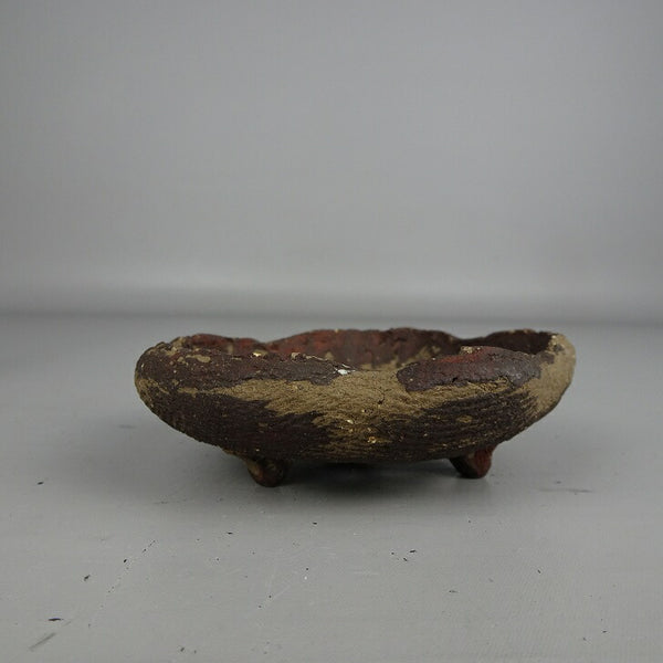 中古 盆栽鉢 秀峰 小鉢 長辺 約 9.2cm 花形鉢 泥物  中古鉢 s1199276545