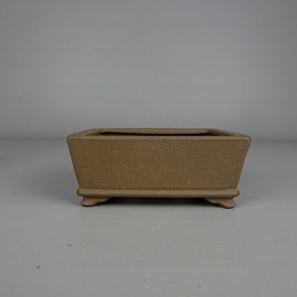中古盆栽鉢 松峰 小型 長辺 約 10.4cm 長方鉢 下帯 泥鉢  中古鉢 n1199281353
