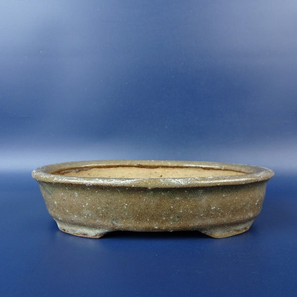 中古盆栽鉢 落款なし 小型 長辺 約 15cm 楕円鉢 外縁 釉薬  中古鉢 s1199278434