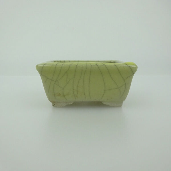 中古 盆栽鉢 青香 小鉢 長辺 約5.8cm 長方鉢 縁付 貫入 釉薬  中古鉢 1199269424