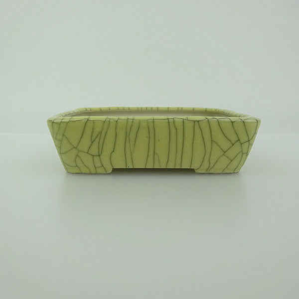 中古 盆栽鉢 青香 小鉢 長辺 約9.4cm 長方鉢 貫入 釉薬  中古鉢 n1199280706