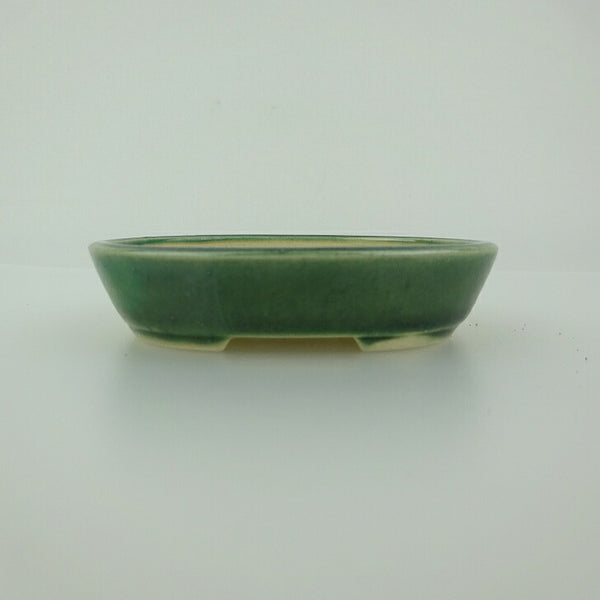 中古 盆栽鉢 青香 小鉢 長辺 約8.5cm 楕円鉢 釉薬  中古鉢 d1199293105