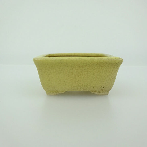中古 盆栽鉢 青香 小鉢 長辺 約6cm 長方鉢 縁付 貫入 釉薬  中古鉢 u1199295016