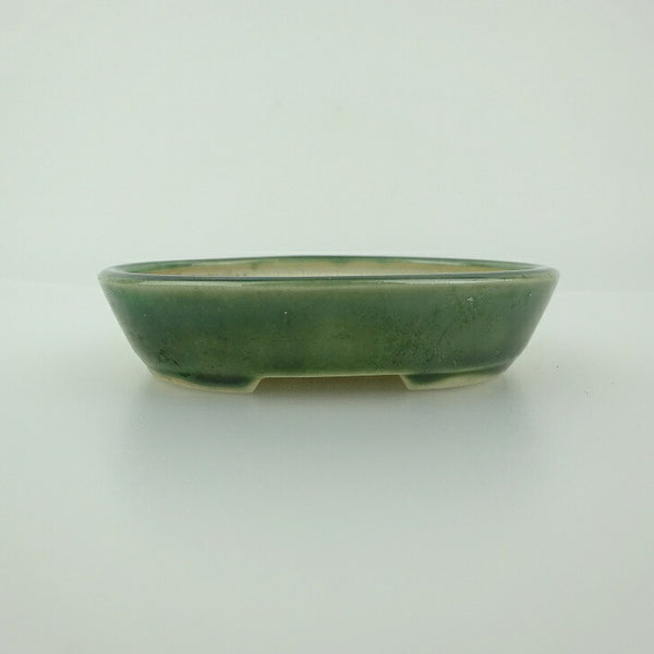 中古 盆栽鉢 青香 小鉢 長辺 約8.5cm 楕円鉢 釉薬  中古鉢 o1199292915