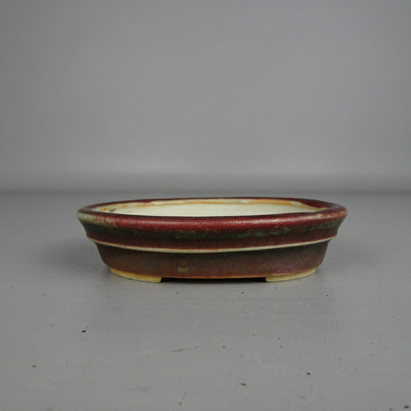 中古盆栽鉢 屯洋 高濱窯 小型 長辺 約 11.4cm 楕円鉢 中帯 釉薬  中古鉢 c1199274430