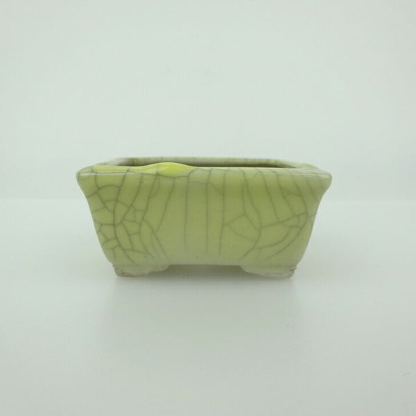 中古 盆栽鉢 青香 小鉢 長辺 約5.8cm 長方鉢 縁付 貫入 釉薬  中古鉢 g1199282993