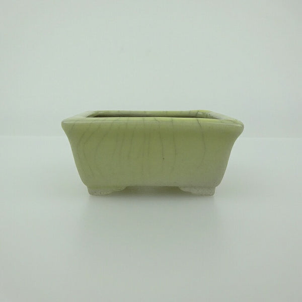 中古 盆栽鉢 青香 小鉢 長辺 約5.8cm 長方鉢 縁付 貫入 釉薬  中古鉢 e1199278579