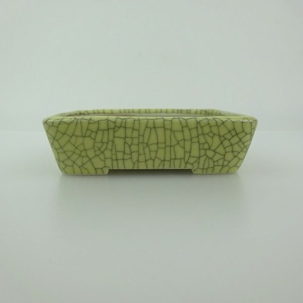 中古 盆栽鉢 青香 小鉢 長辺 約9.3cm 長方鉢 貫入 釉薬  中古鉢 w1199273647