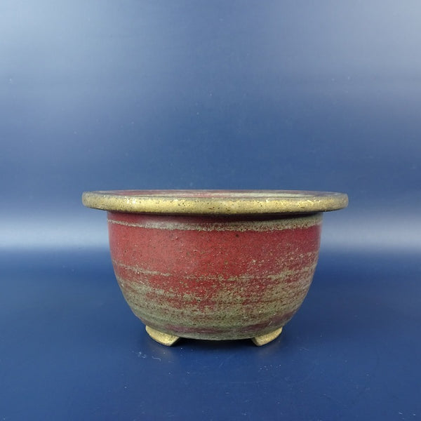 中古盆栽鉢 寿悦 小型 長辺 約 11.5m 丸鉢 外縁 釉薬  中古鉢 l1199275494