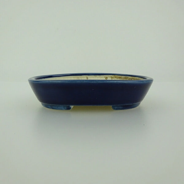 中古 盆栽鉢 青香 小鉢 長辺 約8.4cm 楕円鉢 釉薬  中古鉢 x1199271646