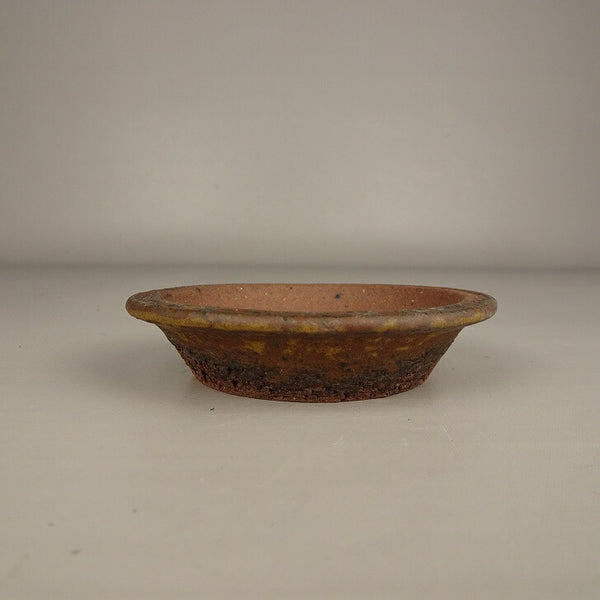 中古盆栽鉢 燿山 小鉢 長辺 約 8.8m 丸鉢 外縁 泥鉢  中古鉢 s1199275999