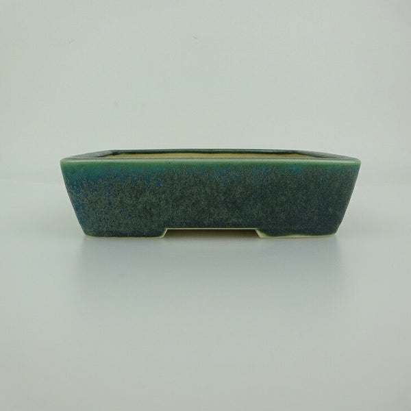 中古 盆栽鉢 青香 小型 長辺 約 14.5cm 長方鉢 釉薬  中古鉢 x1200177844