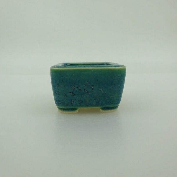 中古 盆栽鉢 青香 豆鉢 長辺 約4.3cm 正方鉢 釉薬  中古鉢 f1200178091