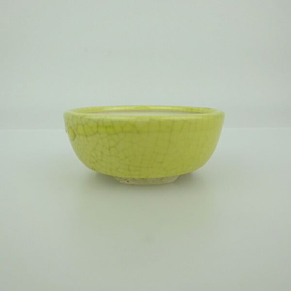 中古 盆栽鉢 青香 小鉢 長辺 約6.2cm 丸鉢 貫入 釉薬  中古鉢 q1200187306