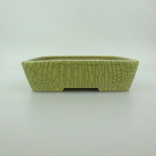 中古 盆栽鉢 青香 小型 長辺 約 14.6cm 長方鉢 貫入 釉薬  中古鉢 w1200183762