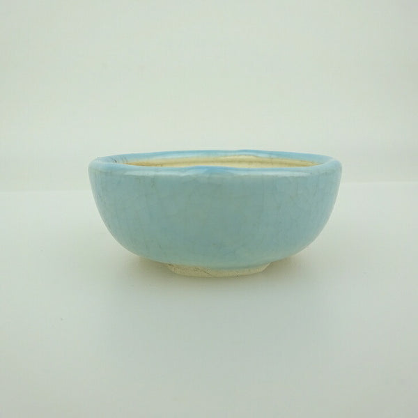 中古 盆栽鉢 青香 小鉢 長辺 約6.1cm 丸鉢 貫入 釉薬  中古鉢 k1200177599