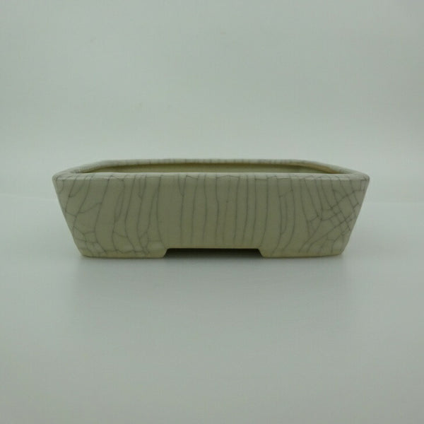 中古 盆栽鉢 青香 小型 長辺 約 14.6cm 長方鉢 貫入 釉薬  中古鉢 e1200186602
