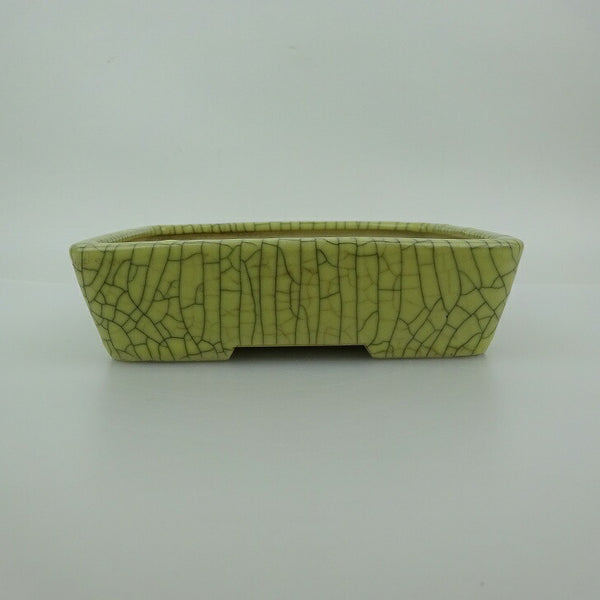中古 盆栽鉢 青香 小型 長辺 約 14.8cm 長方鉢 貫入 釉薬  中古鉢 w1200183209
