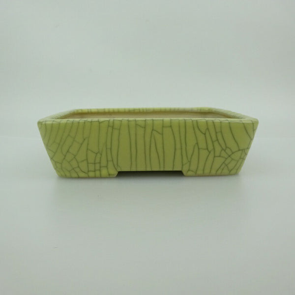 中古 盆栽鉢 青香 小型 長辺 約 14.8cm 長方鉢 貫入 釉薬  中古鉢 1200176960