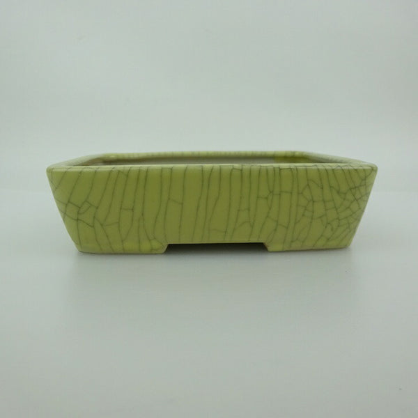 中古 盆栽鉢 青香 小型 長辺 約 14.5cm 長方鉢 貫入 釉薬  中古鉢 t1200178824