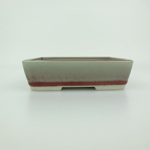 中古 盆栽鉢 青香 小型 長辺 約 14.5cm 長方鉢 釉薬  中古鉢 t1200177094