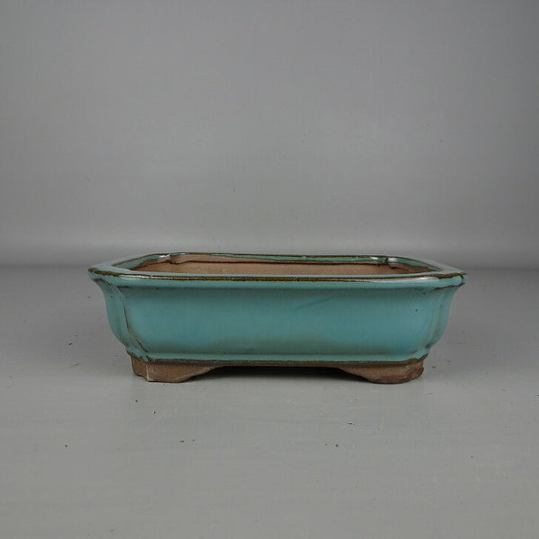 盆栽鉢 落款なし 小型 長辺 約 16.3cm 長方鉢 隅入 釉薬 中国鉢 新品 数量物 x1200264759
