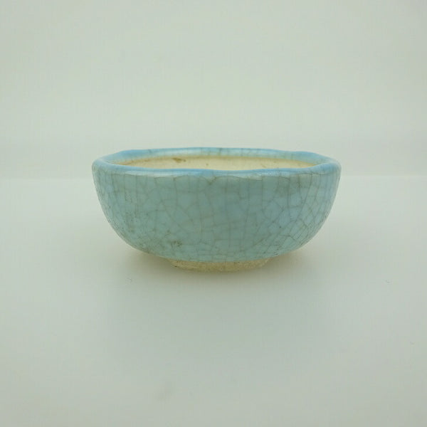 中古 盆栽鉢 青香 小鉢 長辺 約6.1cm 丸鉢 貫入 釉薬  中古鉢 q1200267113