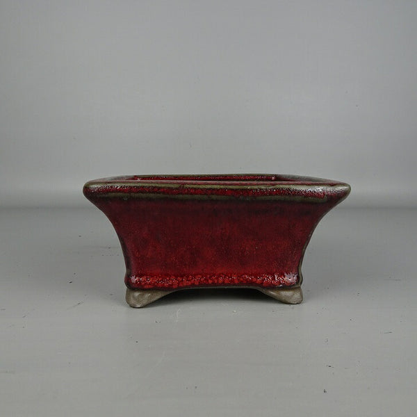 盆栽鉢 落款なし 小型 長辺 約 13.5cm 正方鉢 釉薬 中国鉢 新品 数量物 m1200262961