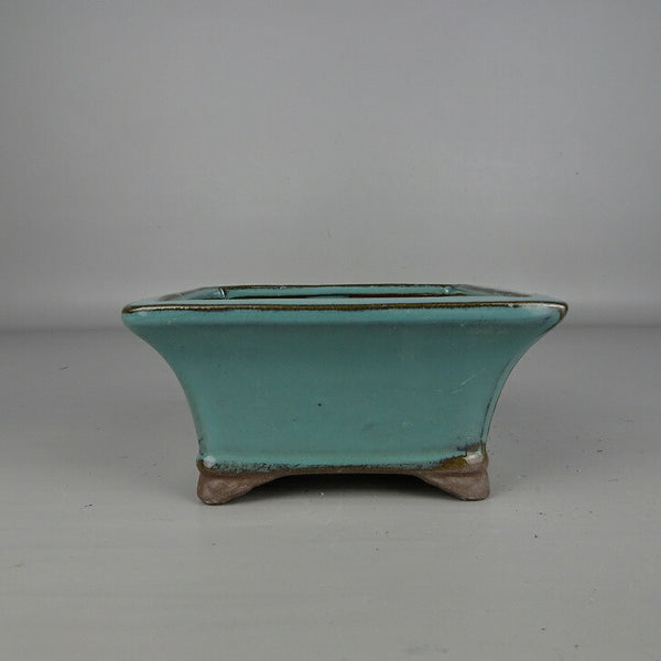 盆栽鉢 落款なし 小型 長辺 約 13.5cm 正方鉢 釉薬 中国鉢 新品 数量物 e1200267158