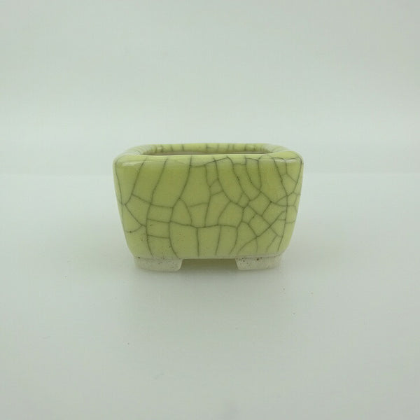 中古 盆栽鉢 青香 豆鉢 長辺 約4.4cm 正方鉢 貫入 釉薬  中古鉢 j1200270658