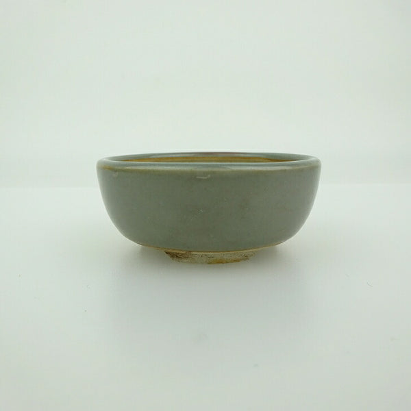 中古 盆栽鉢 青香 小鉢 長辺 約6cm 丸鉢 釉薬  中古鉢 c1200258880
