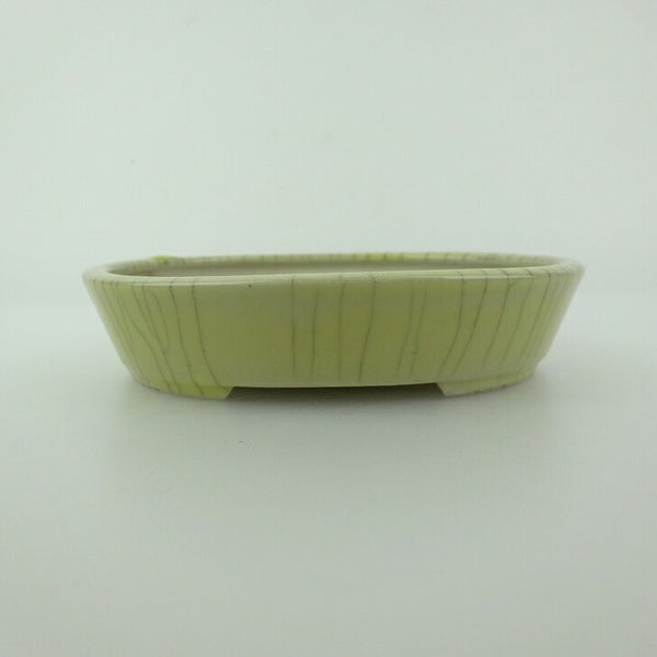 盆栽鉢 青香 小型 長辺 約11.9cm 楕円鉢 貫入 釉薬 u1200283640