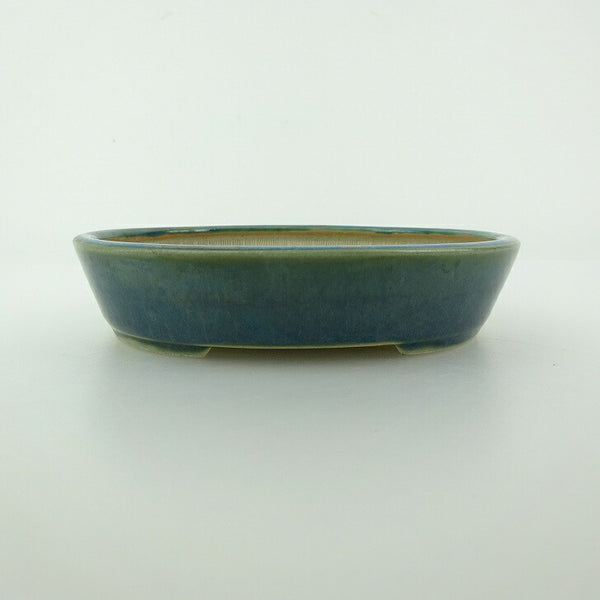 盆栽鉢 青香 小型 長辺 約12cm 楕円鉢 釉薬 n1200272690