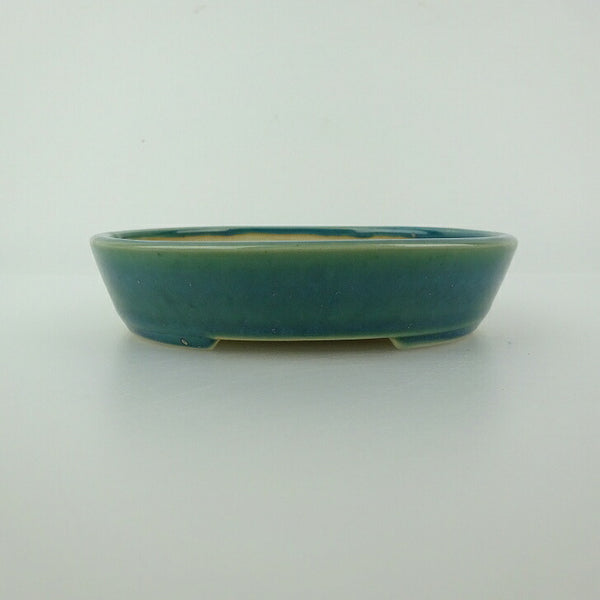 盆栽鉢 青香 小型 長辺 約11.9cm 楕円鉢 釉薬 1200263543