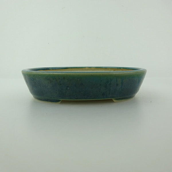 盆栽鉢 青香 小型 長辺 約12cm 楕円鉢 釉薬 m1200272318
