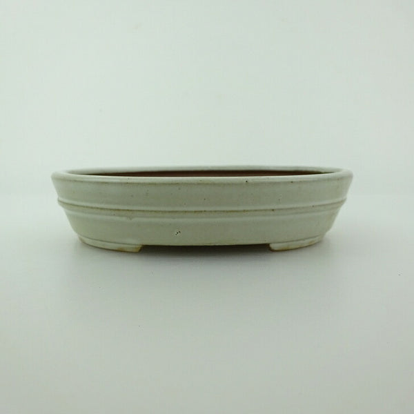 盆栽鉢 青香 小型 長辺 約11.9cm 楕円鉢 中帯 釉薬 c1200268045