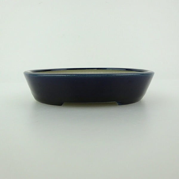 盆栽鉢 青香 小型 長辺 約12cm 楕円鉢 釉薬 r1200269770