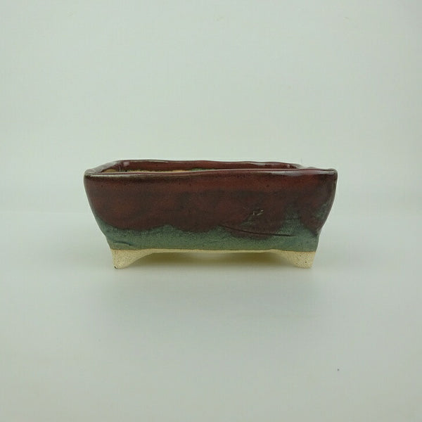 盆栽鉢 ゆうき祥石 小型 長辺 約 11.5cm 長方鉢 釉薬  新品 d1200299325