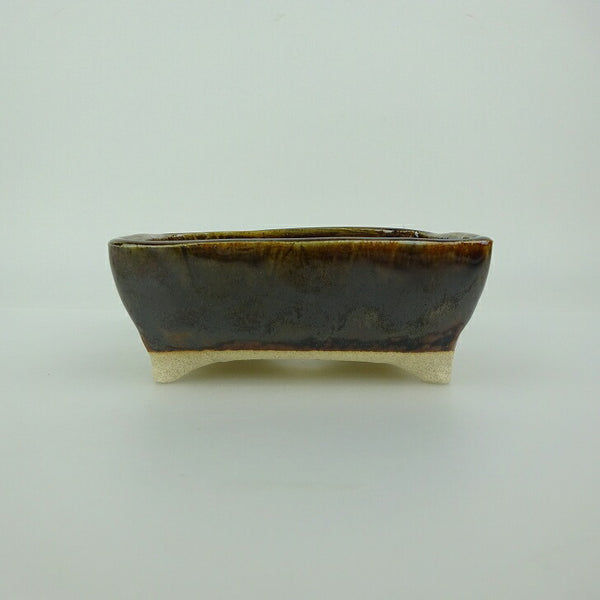 盆栽鉢 ゆうき祥石 小型 長辺 約 11.8cm 長方鉢 釉薬  新品 r1200286605