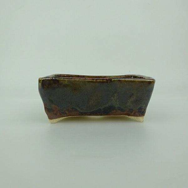 盆栽鉢 ゆうき祥石 小型 長辺 約 11.3cm 長方鉢 釉薬  新品 e1200287433